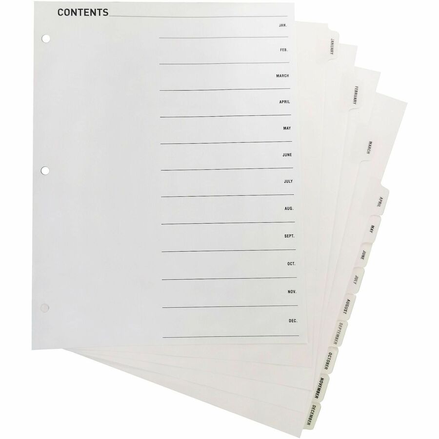 Business Source Jan-Dec Monthly Table of Contents Index Dividers - 05856