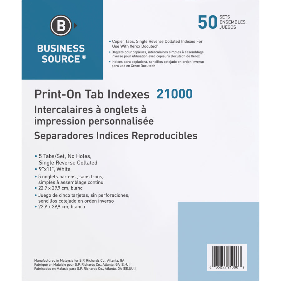 Business Source Tab Printer Economy Index Dividers - 21000