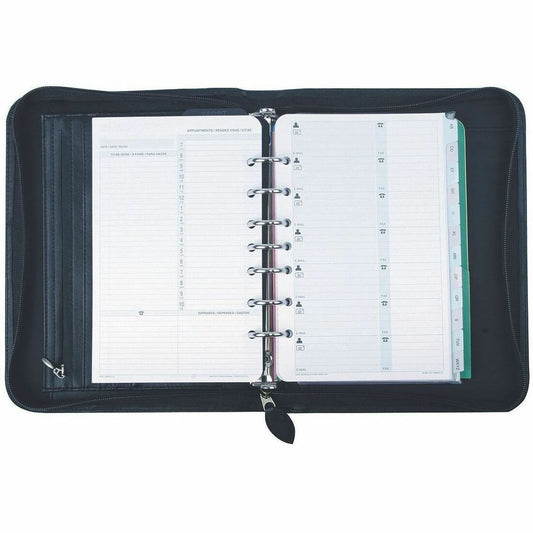 DayTimer Antique Vinyl Undated Starter Set, Zippered Closure, Desk Size, 8-1/2" x 5-1/2"