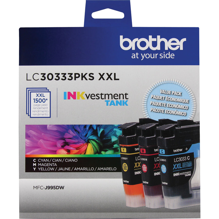 Brother LC30333PKS Original Inkjet Ink Cartridge - Magenta, Yellow, Cyan - 3 / Pack - LC30333PKS