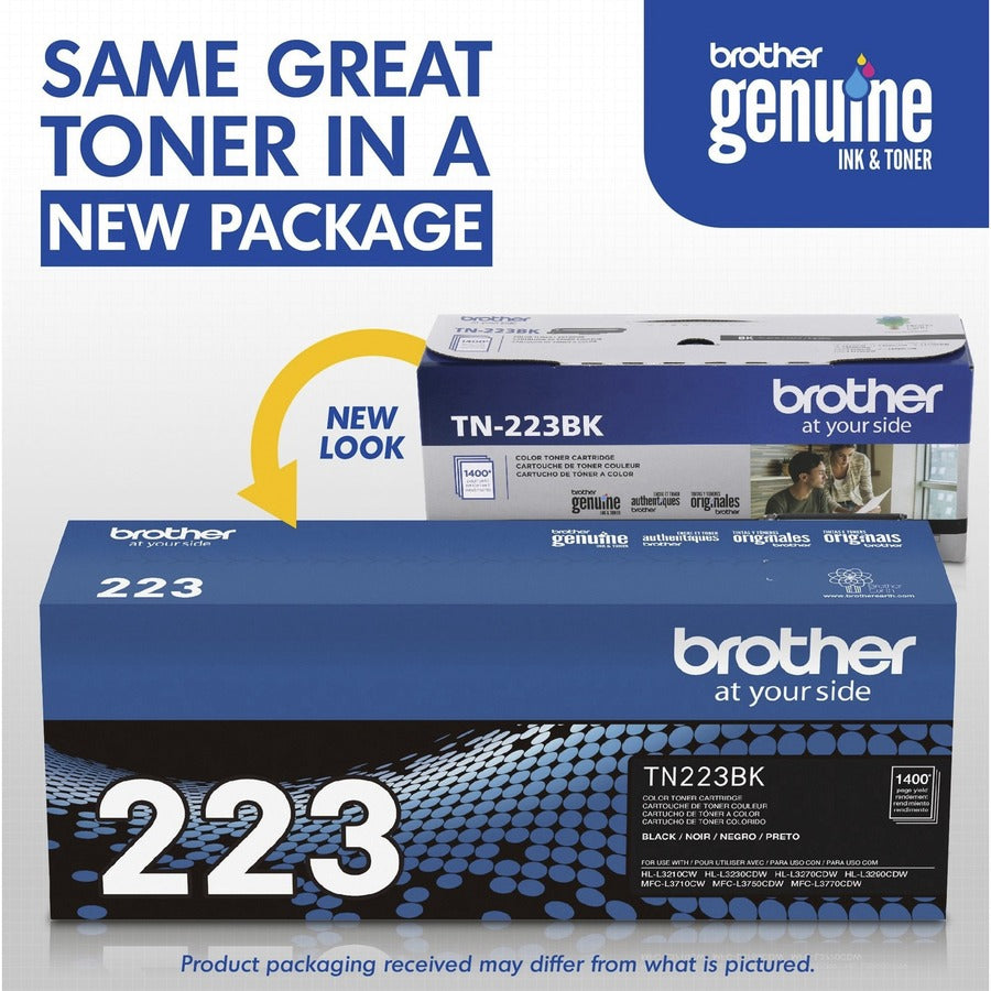 Brother TN-223BK Original Standard Yield Laser Toner Cartridge - Black - 1 Each - TN223BK