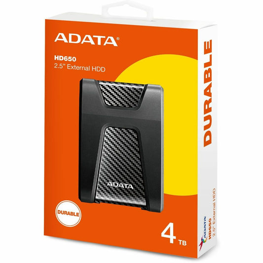 Adata DashDrive Durable HD650 4 TB Portable Hard Drive - External - Black