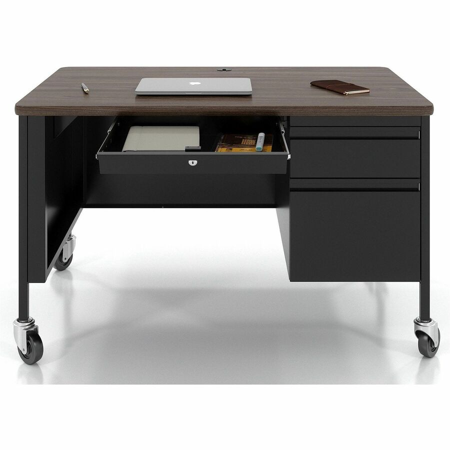 Lorell Fortress Series 48" Mobile Right-Pedestal Teachers Desk - 66943