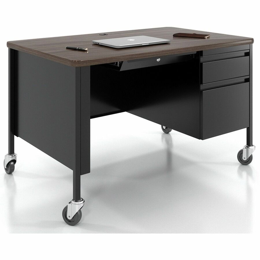 Lorell Fortress Series 48" Mobile Right-Pedestal Teachers Desk - 66943
