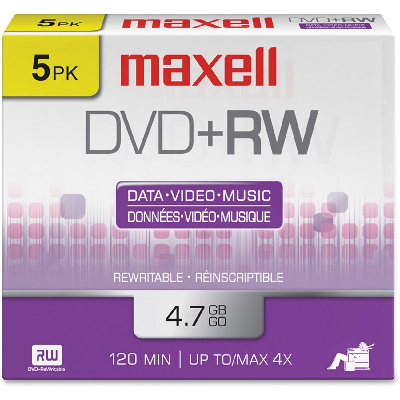 Maxell DVD Rewritable Media - DVD+RW - 4x - 4.70 GB - 5 / Pack