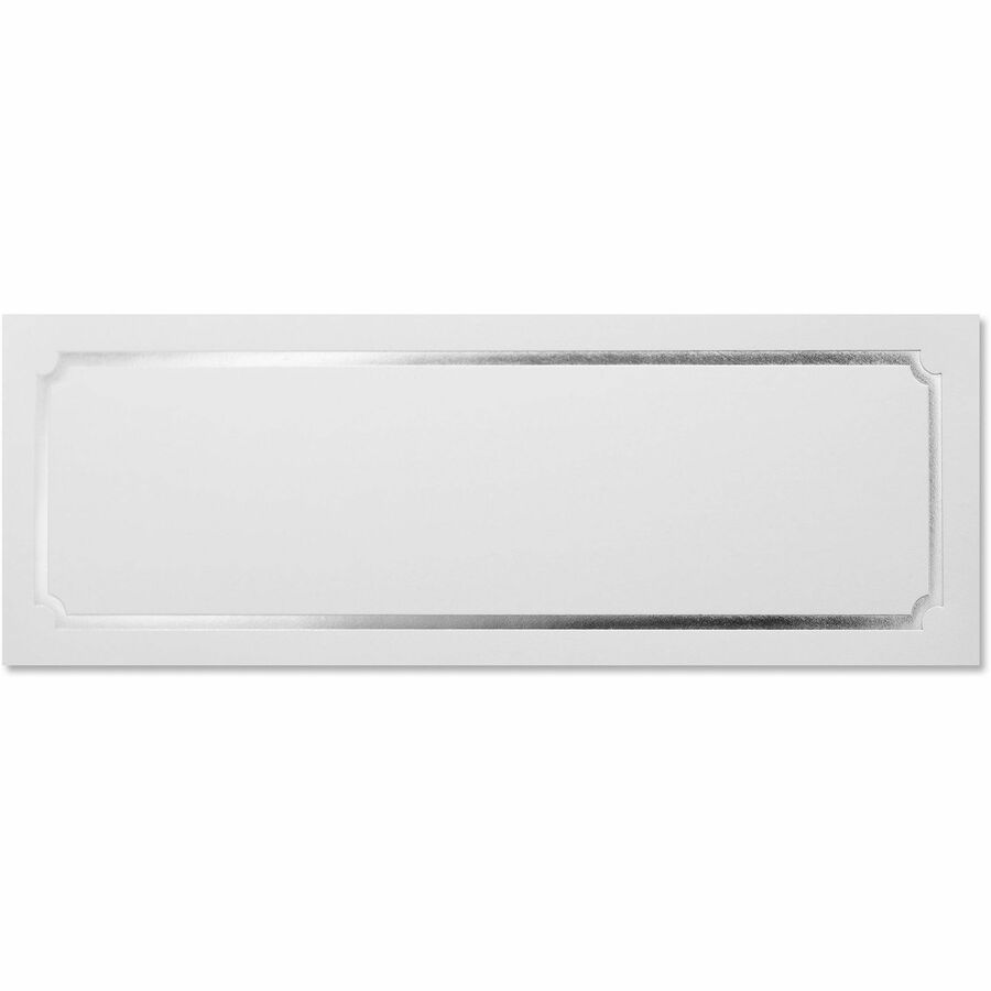 St. James&reg; Overtures&reg; Classic Tent Cards, White, Silver Foil, Fold to 8½ x 2¾" , Pack of 50, 71440 - 71440