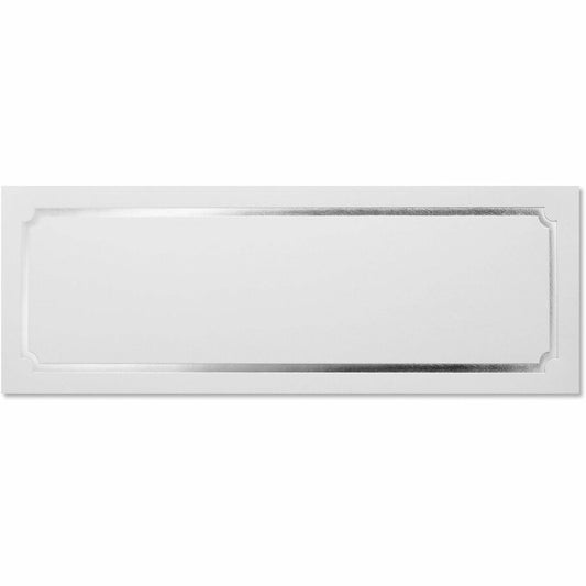 St. James&reg; Overtures&reg; Classic Tent Cards, White, Silver Foil, Fold to 8½ x 2¾" , Pack of 50, 71440 - 71440