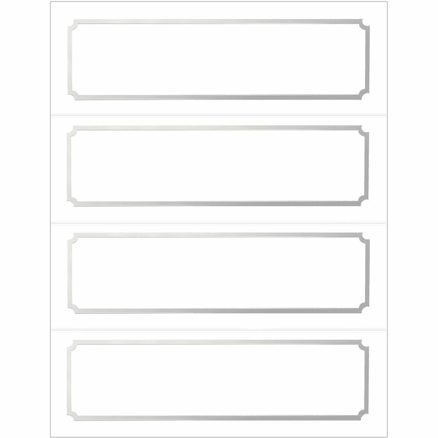 St. James&reg; Overtures&reg; Classic Tent Cards, White, Silver Foil, Fold to 8½ x 2¾" , Pack of 50, 71440 - 71440