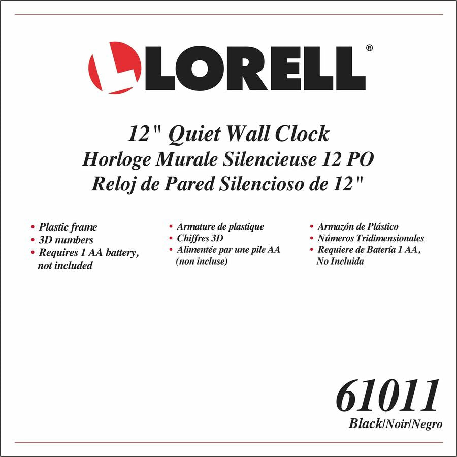 Lorell 12" Round Quiet Wall Clock - 61011