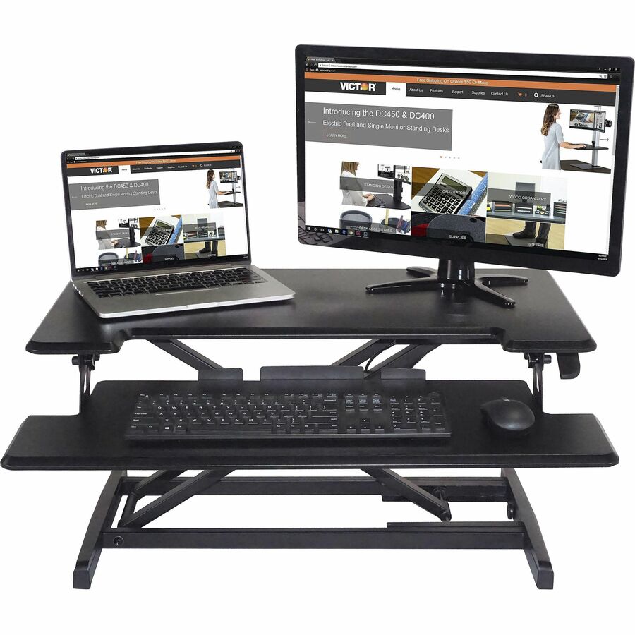 Victor High Rise Height Adjustable Compact Standing Desk with Keyboard Tray - DCX610
