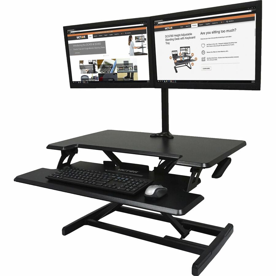 Victor High Rise Height Adjustable Compact Standing Desk with Keyboard Tray - DCX610