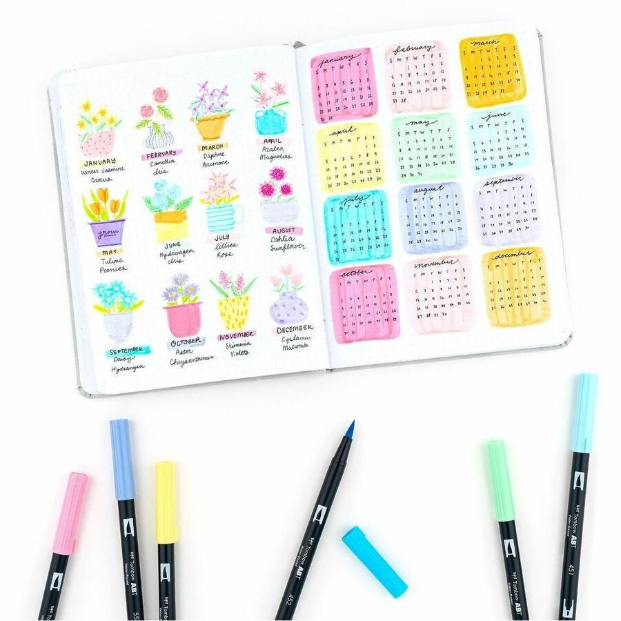 Tombow Dual Brush Pen Art Markers, Pastel, 10-Pack - 56187