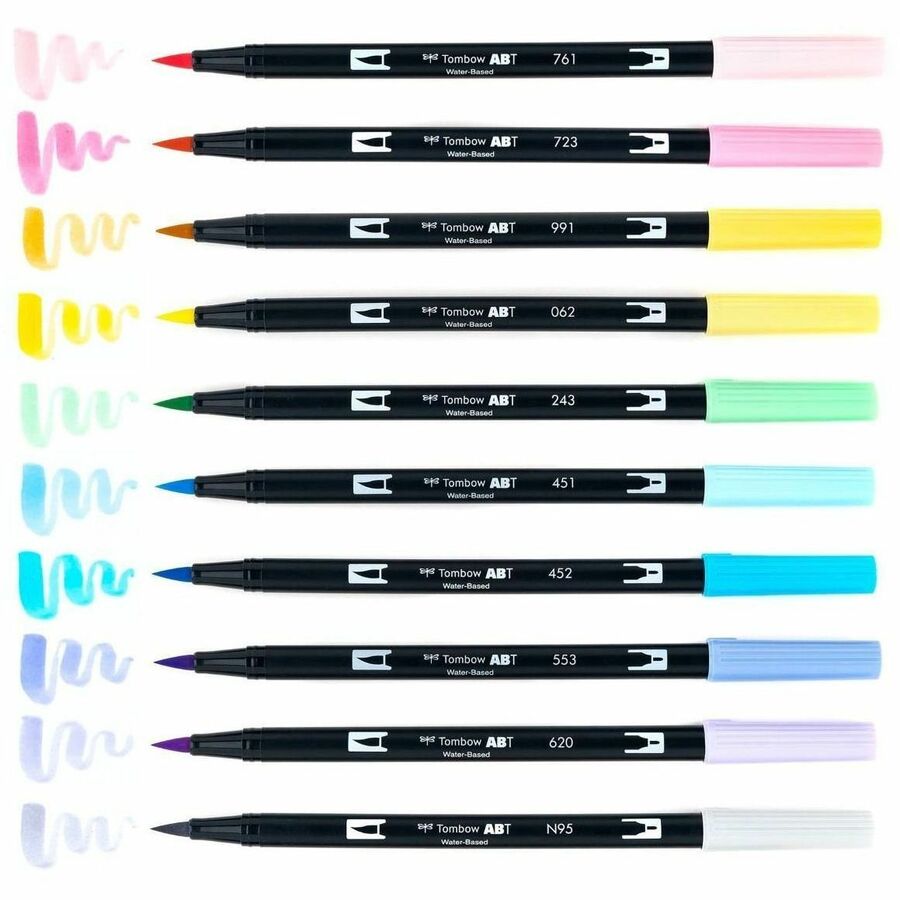 Tombow Dual Brush Pen Art Markers, Pastel, 10-Pack - 56187