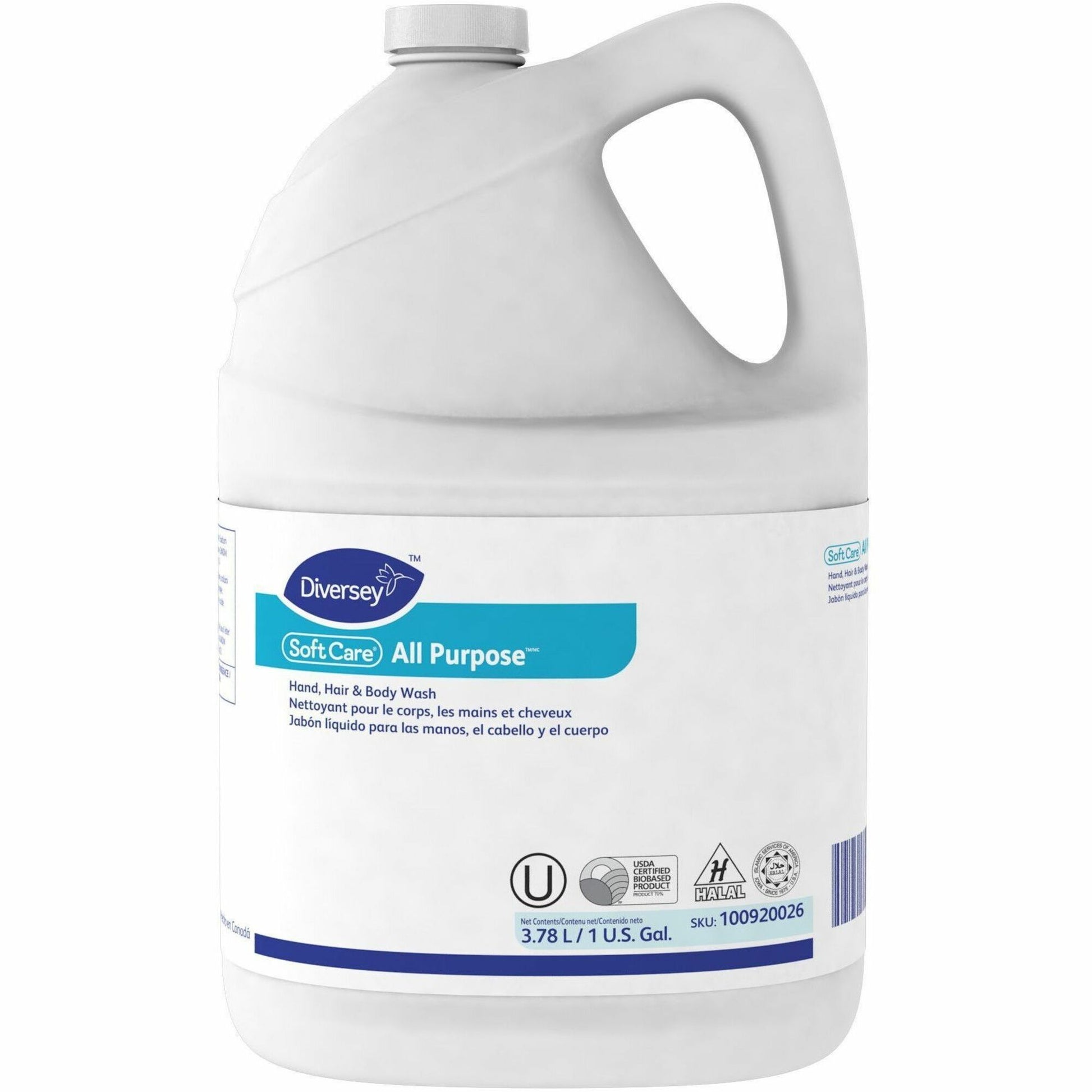 Soft Care All-Purpose Hand, Hair, and Body Wash.