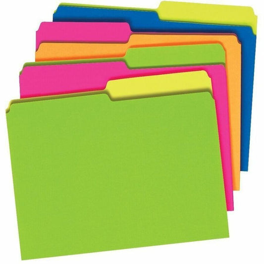 Pendaflex Twisted Glow 1/2 Tab Cut Letter Recycled Top Tab File Folder