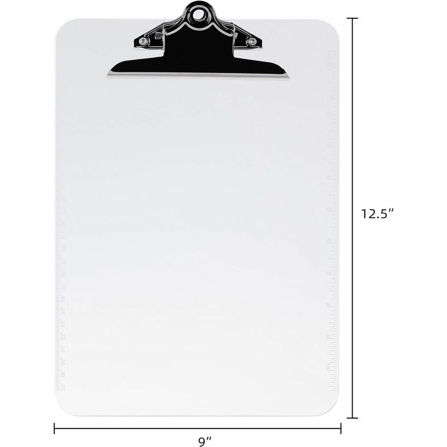 Business Source Spring Clip Plastic Clipboard - 01860
