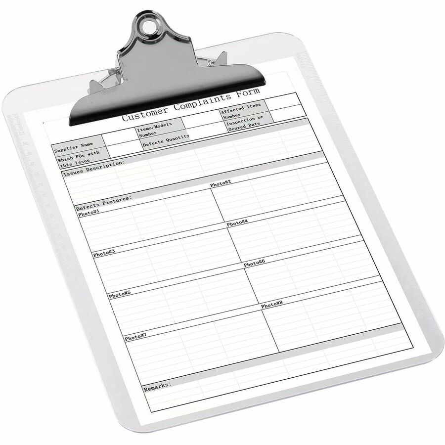 Business Source Spring Clip Plastic Clipboard - 01860
