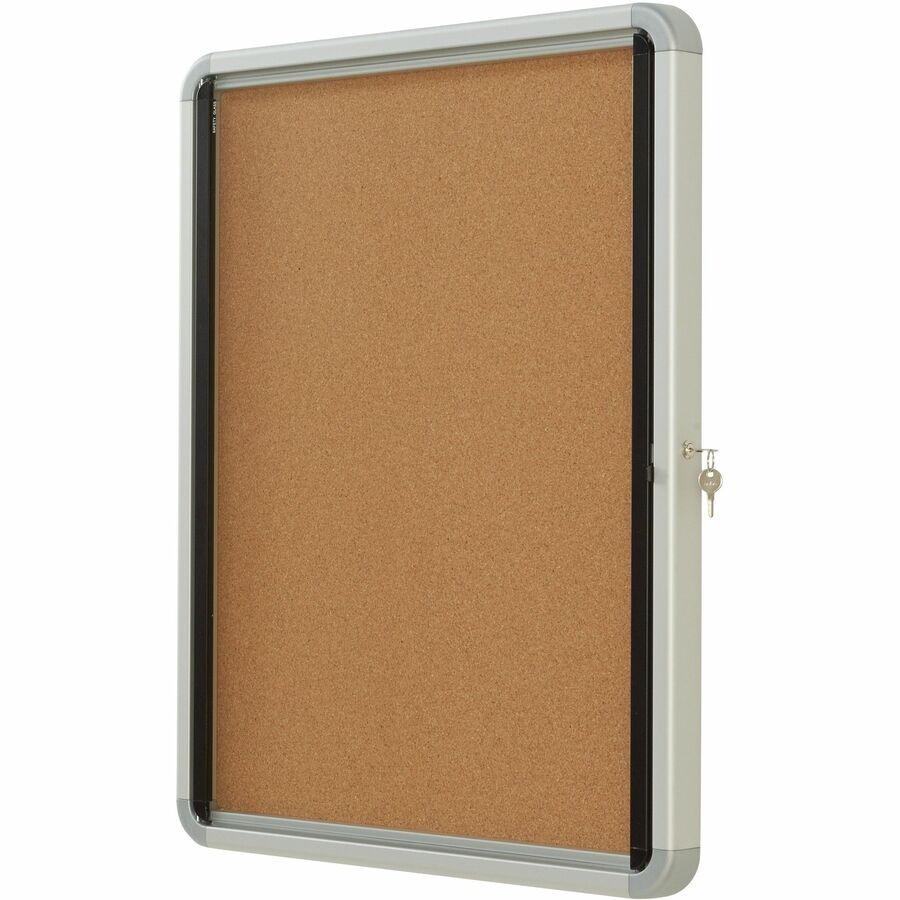 Quartet Euro Enclosed Cork Bulletin Board for Indoor Use, 1 Swing Door, 21" x 27" - 3413820220