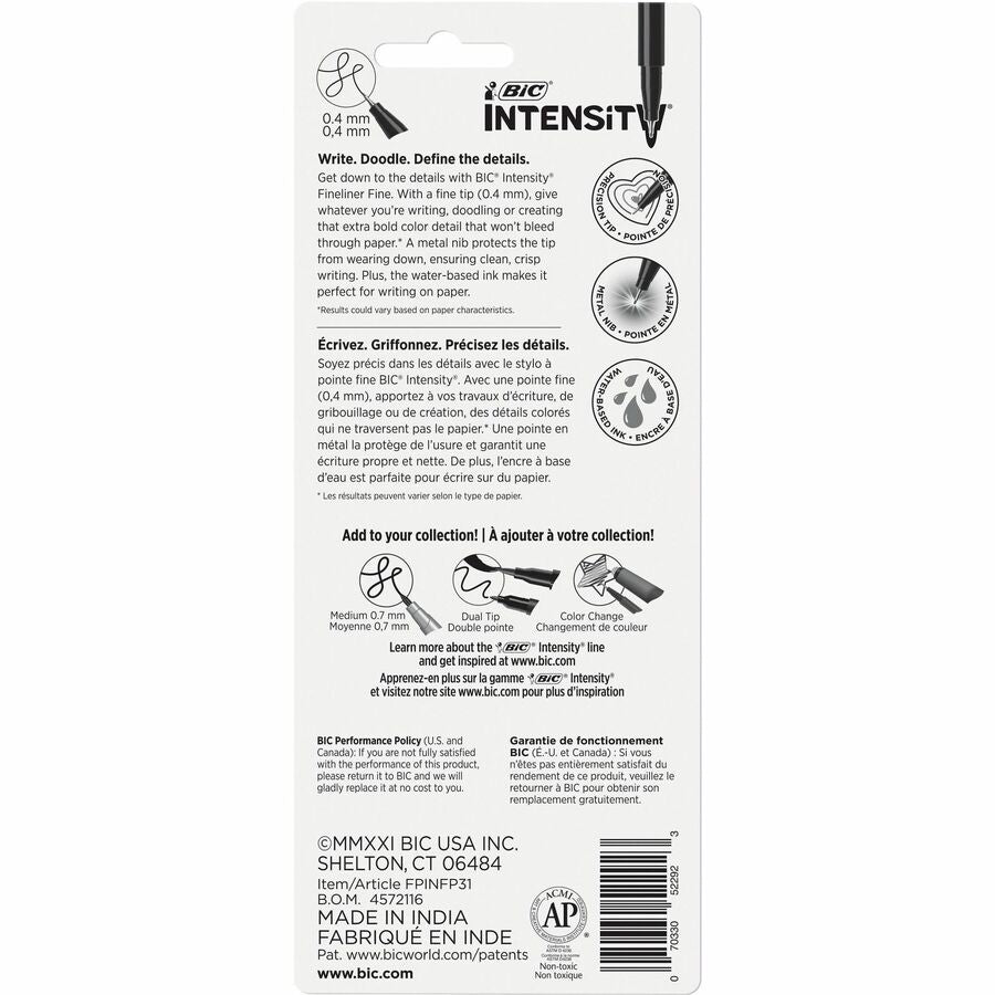 BIC Intensity Fineliner Markers Pens - FPINFP31-BLK