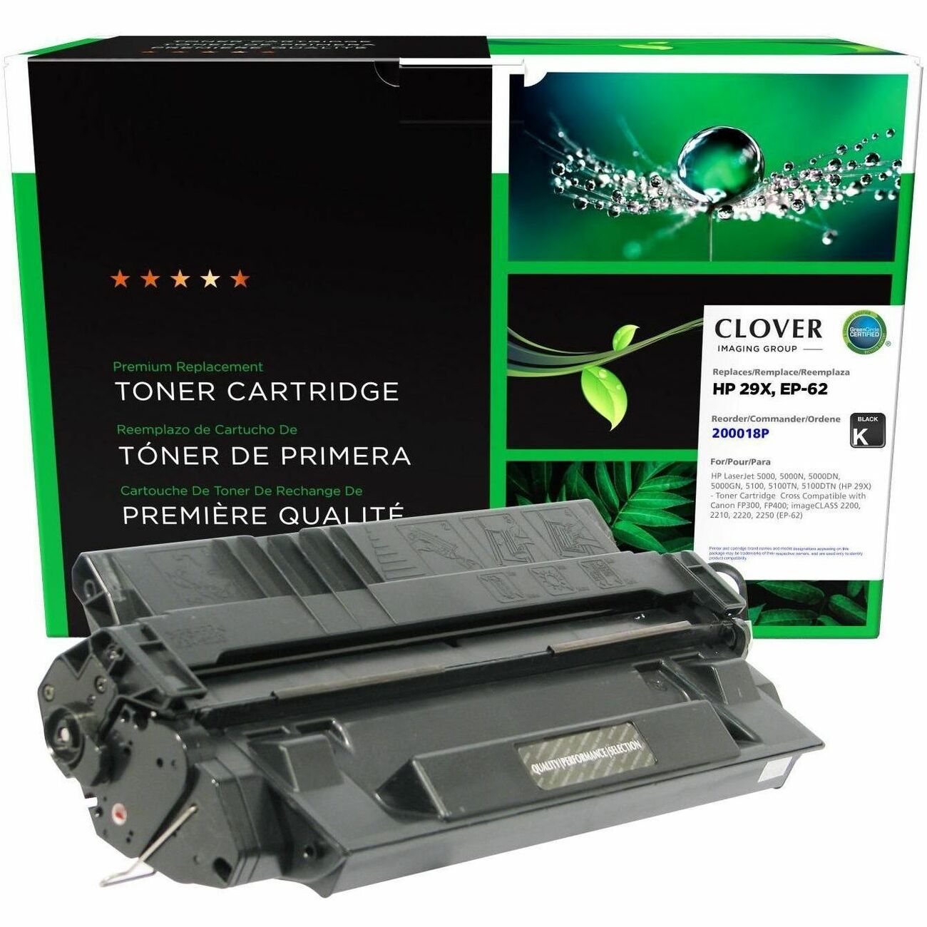 CIG Remanufactured Laser Toner Cartridge 29X, EP-62 (Canon 3842A002AA, Canon EP-62, HP 29X, HP C4129X) - Black Each