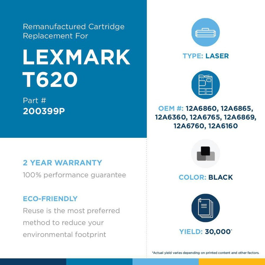 CIG Remanufactured High Yield Laser Toner Cartridge T620 - Black - 1 Pack - 200399P
