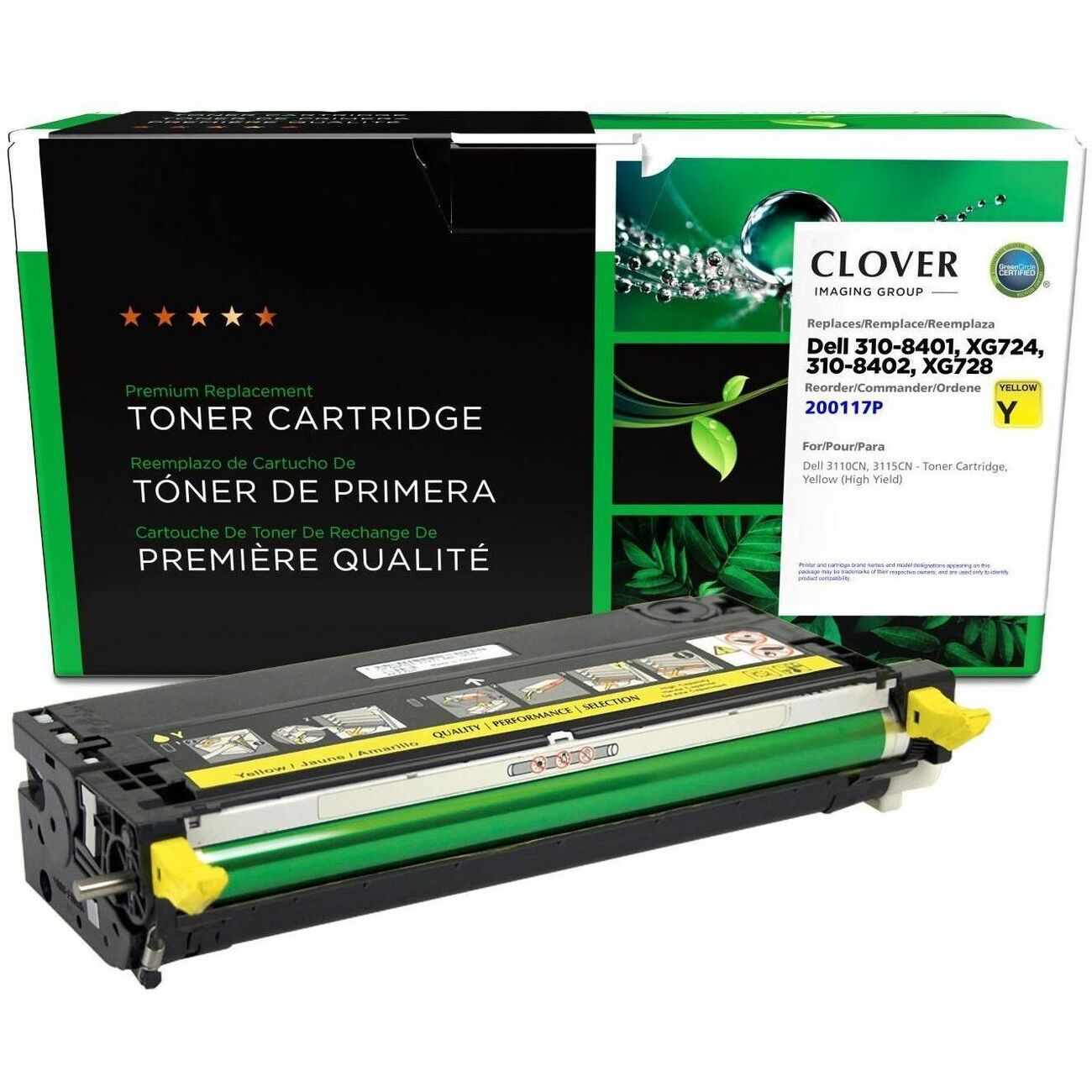 CIG Remanufactured High Yield Laser Toner Cartridge Dell 310-8098, Dell 310-8099, Dell 310-8401, Dell 310-8402, Dell XG724, Dell XG728 - Yellow - 1 Each