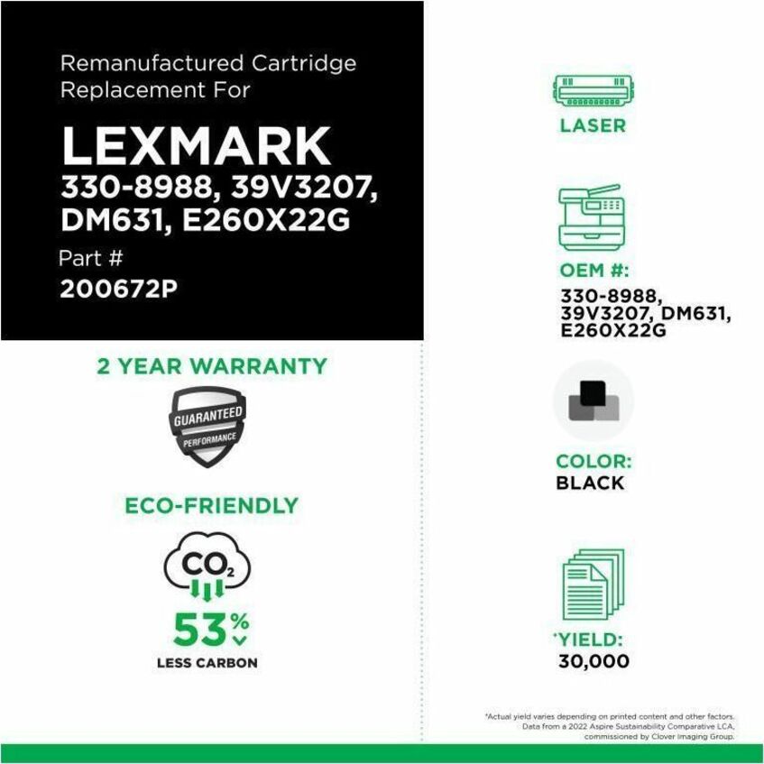 Clover Imaging Remanufactured Universal Drum Unit for Lexmark E260/360/460, Dell 2330/3300, IBM 1811/1812 - 200672P