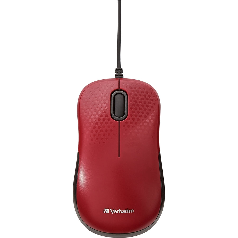Verbatim Silent Corded Optical Mouse - Red - 70234