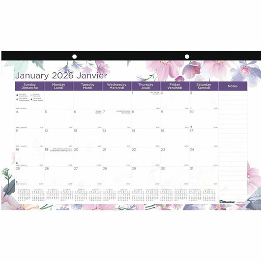 Blueline Passion Monthly Desk Pad Calendar, 17-3/4" x 10-7/8" , Bilingual