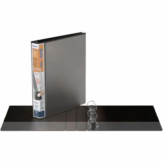 QuickFit PRO Heavy-Duty Single-Touch View Binder, Locking D Rings, 1 Inch, Black