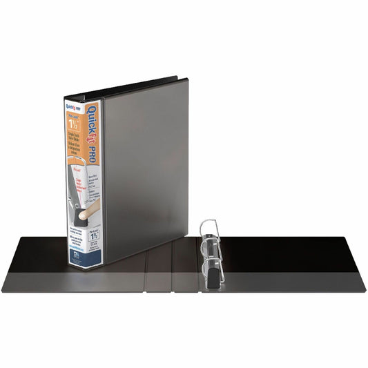 QuickFit PRO Heavy-Duty Single-Touch View Binder, Locking D Rings, 1.5 Inch, Black