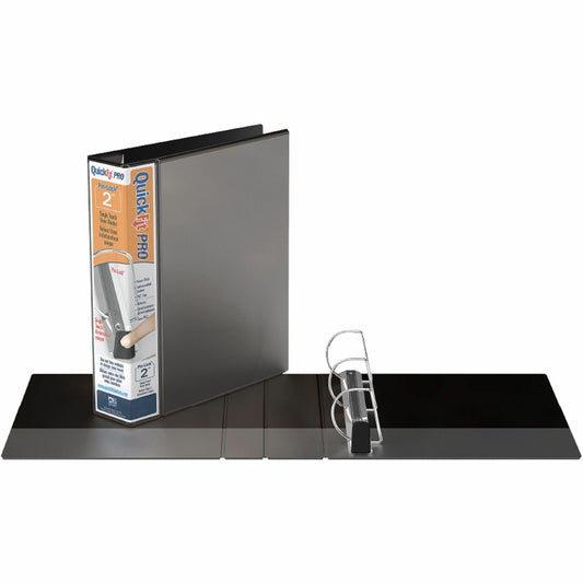 QuickFit PRO Heavy-Duty Single-Touch View Binder, Locking D Rings, 2 Inch, Black