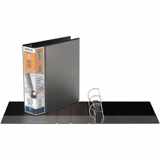 QuickFit PRO Heavy-Duty Single-Touch View Binder, Locking D Rings, 3 Inch, Black
