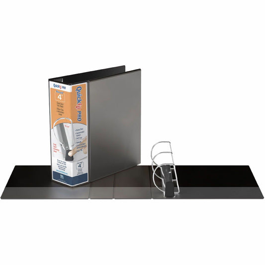 QuickFit PRO Heavy-Duty Single-Touch View Binder, Locking D Rings, 4 Inch, Black