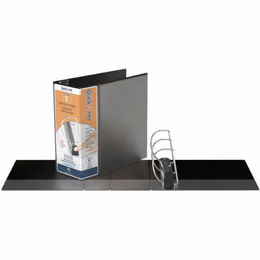 QuickFit PRO Heavy-Duty Single-Touch View Binder, Locking D Rings, 5 Inch, Black