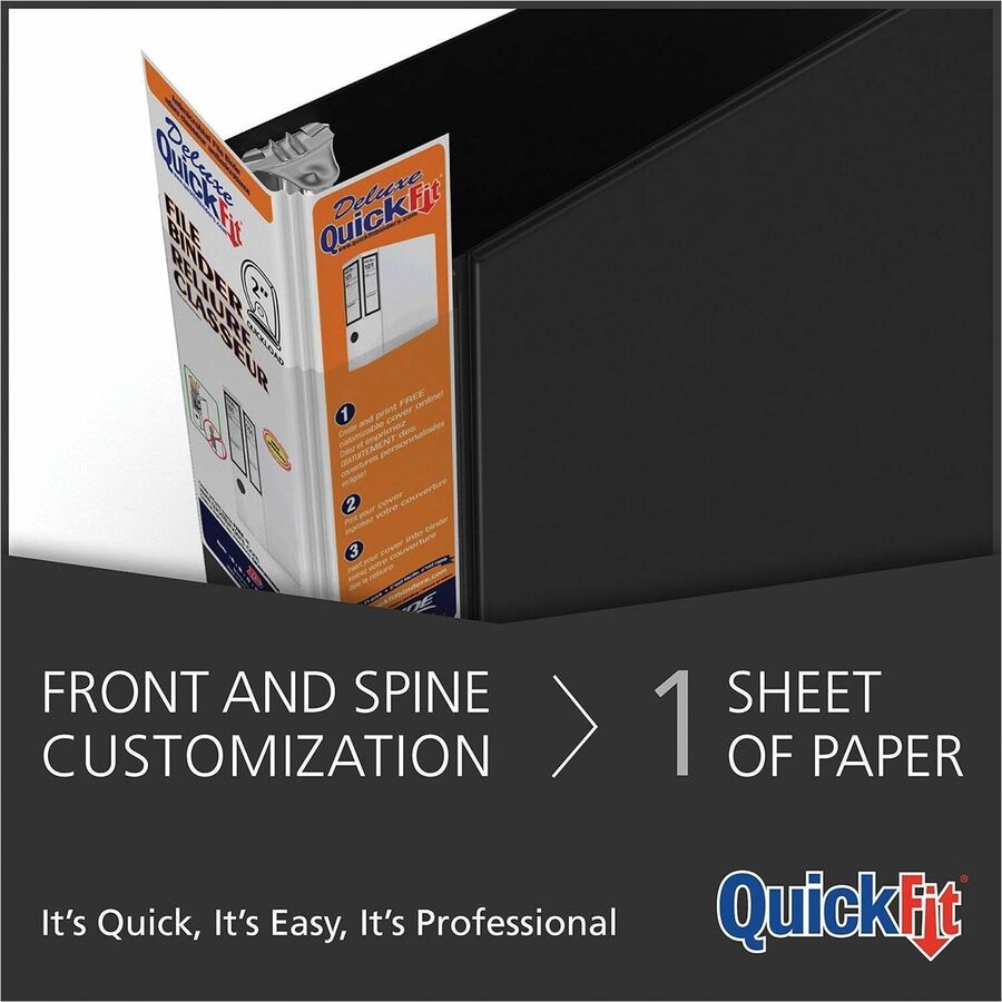 QuickFit PRO Heavy-Duty Single-Touch View Binder, Locking D Rings, 5 Inch, Black - 90071