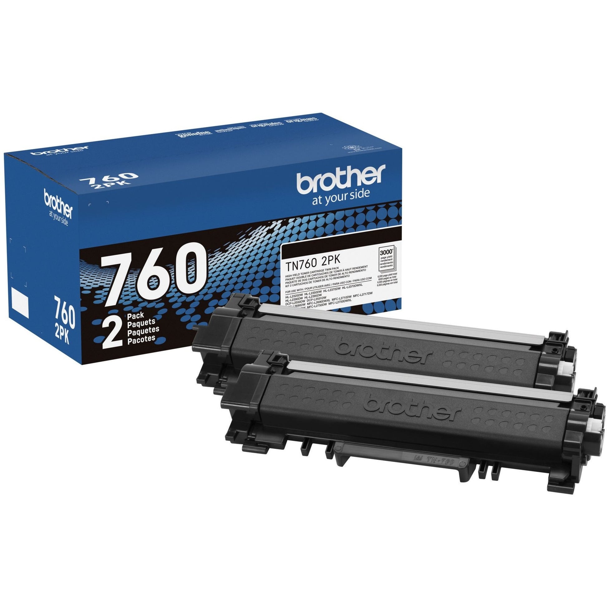 Brother TN760 Original High Yield Laser Toner Cartridge - Twin-pack - Black - 2 / Pack