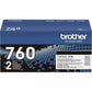 Brother TN760 Original High Yield Laser Toner Cartridge - Twin-pack - Black - 2 / Pack - TN760 2PK
