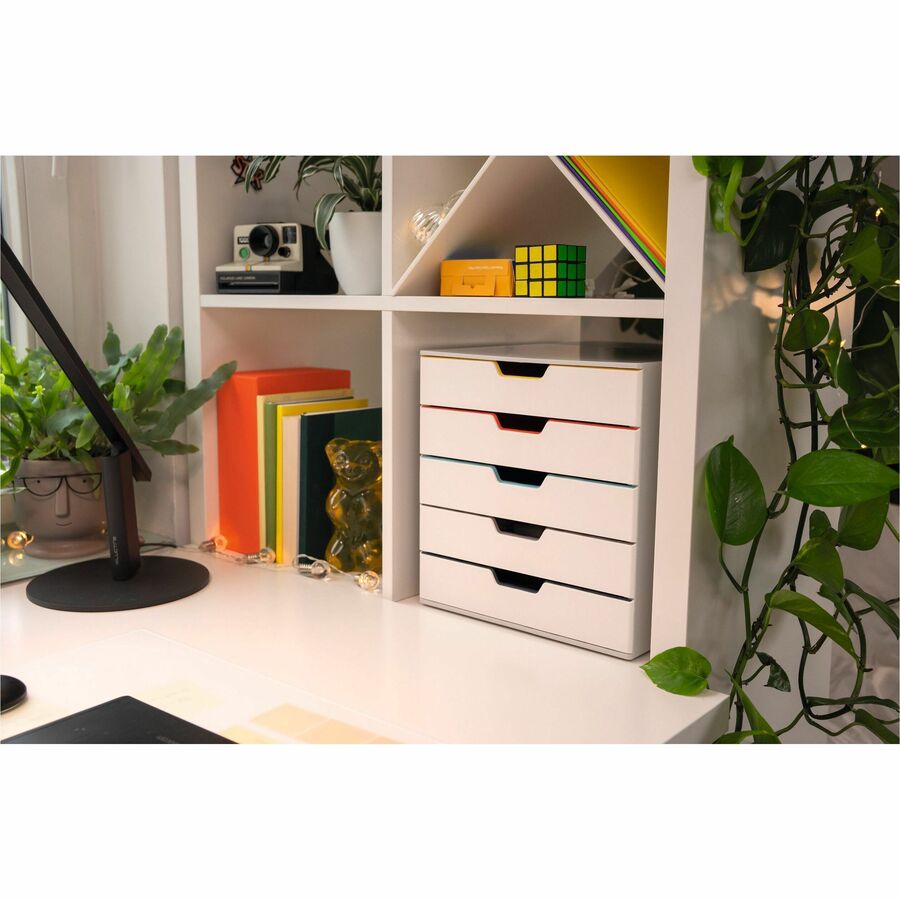 DURABLE VARICOLOR MIX 5 Drawer Desktop Storage Box, White/Multicolor - 762527