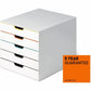 DURABLE VARICOLOR MIX 5 Drawer Desktop Storage Box, White/Multicolor - 762527