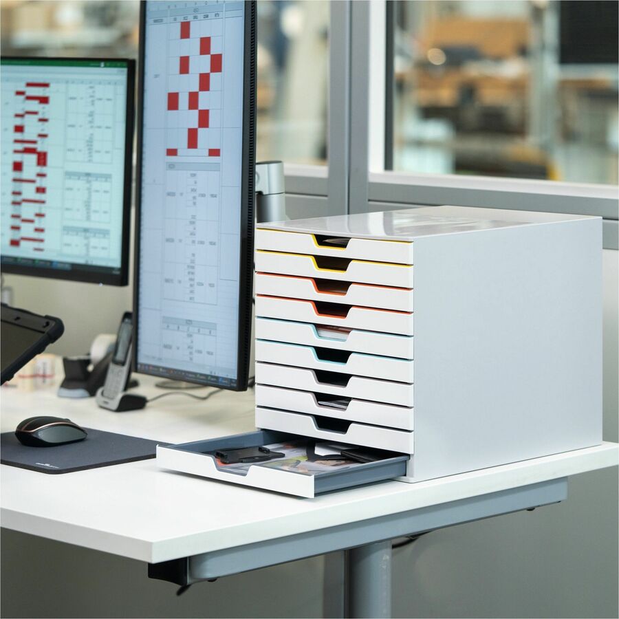 DURABLE VARICOLOR MIX 10 Drawer Desktop Storage Box, White/Multicolor - 763027
