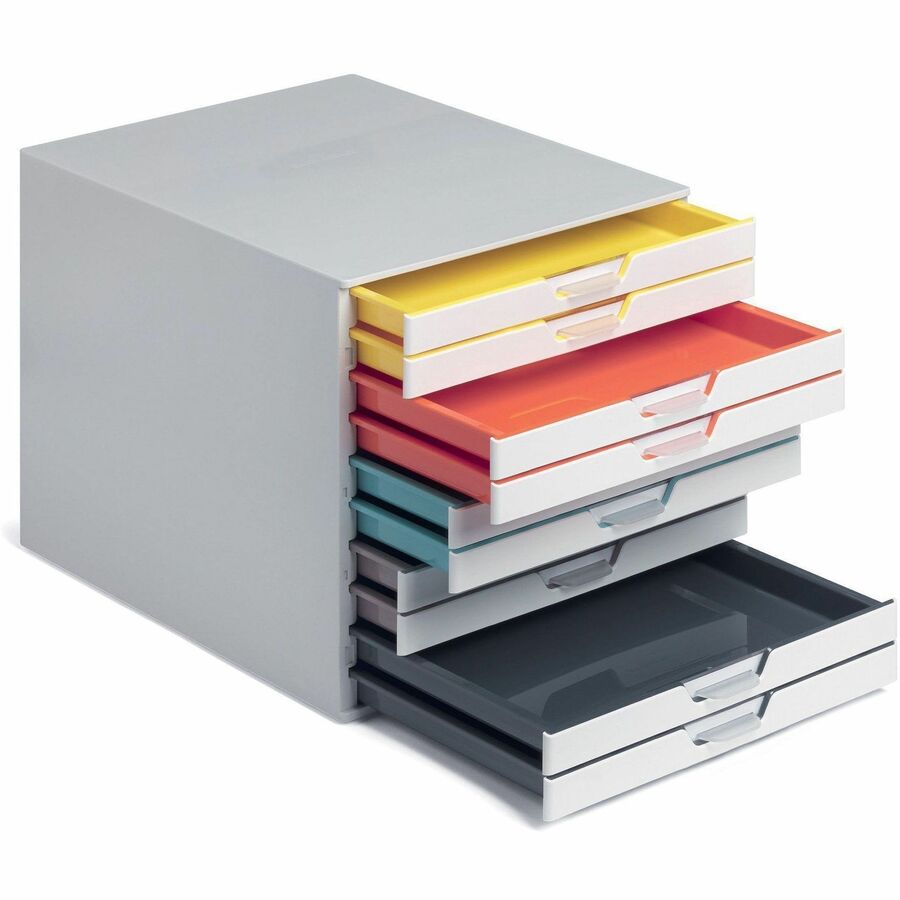 DURABLE VARICOLOR MIX 10 Drawer Desktop Storage Box, White/Multicolor - 763027