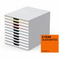 DURABLE VARICOLOR MIX 10 Drawer Desktop Storage Box, White/Multicolor - 763027