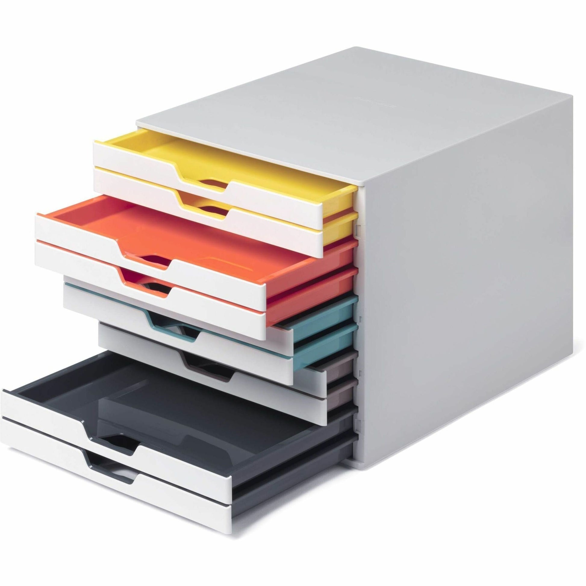 DURABLE VARICOLOR MIX 10 Drawer Desktop Storage Box, White/Multicolor