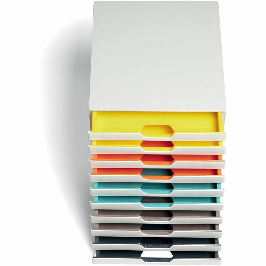 DURABLE VARICOLOR MIX 10 Drawer Desktop Storage Box, White/Multicolor - 763027