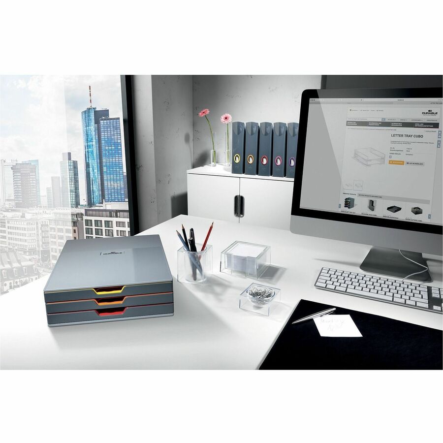 DURABLE VARICOLOR Magazine Rack Set, Gray/Multicolor - 5 pack - 770657