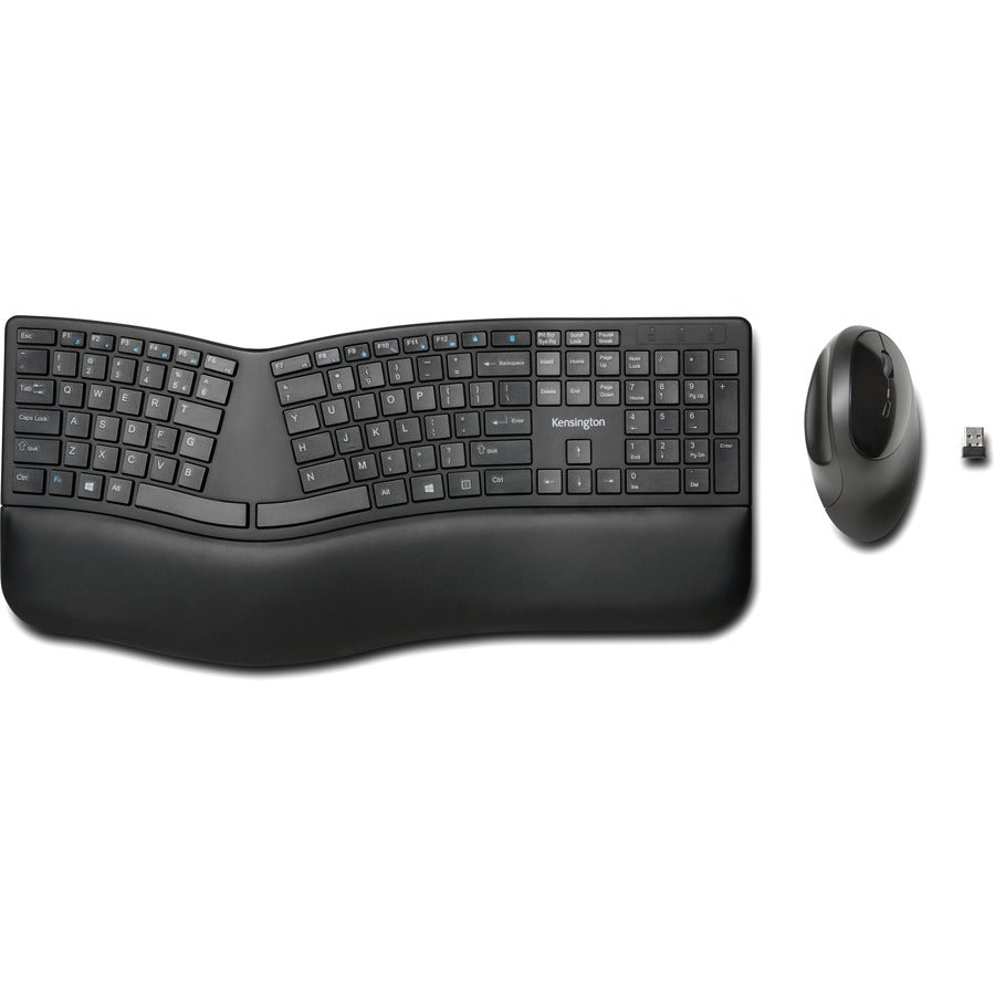 Kensington Pro Fit Ergo Wireless Keyboard and Mouse-Black - K75406US