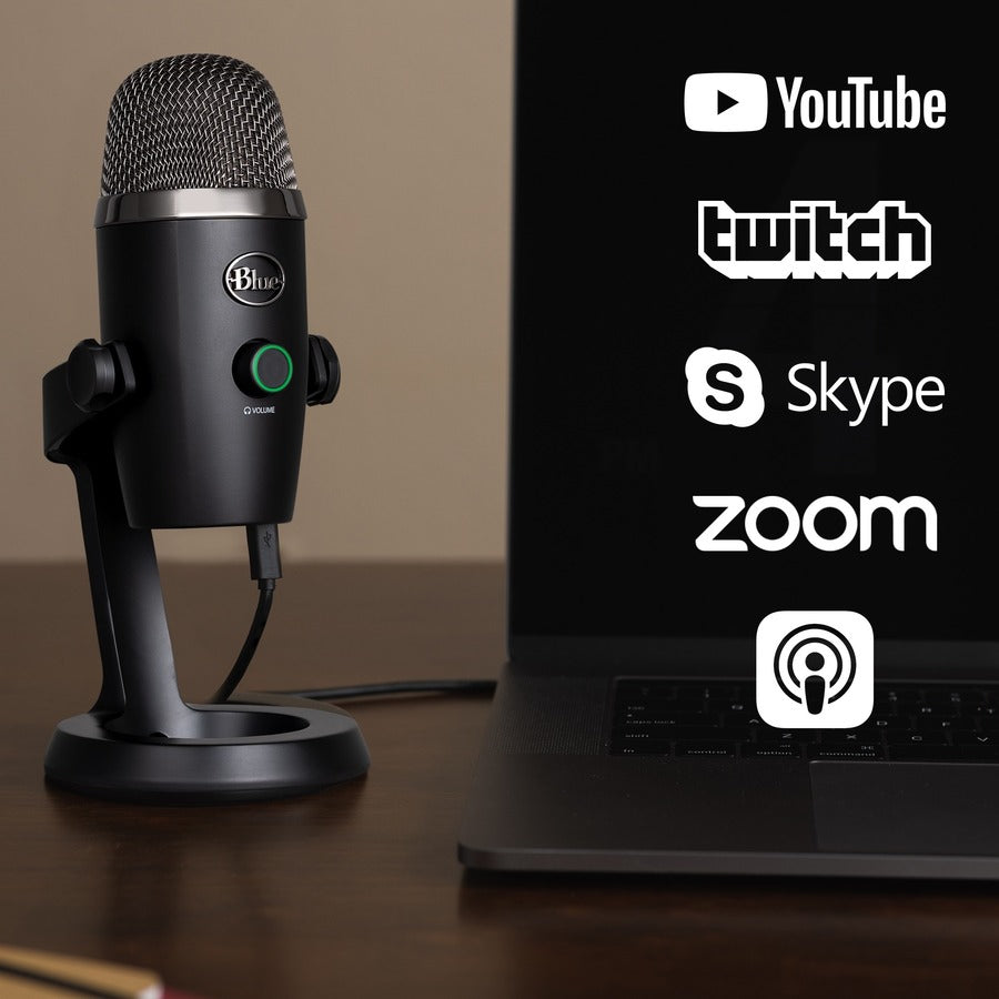 Logitech Yeti Nano Wired Condenser Microphone for Podcasting, Conferencing - Black - 988-000400