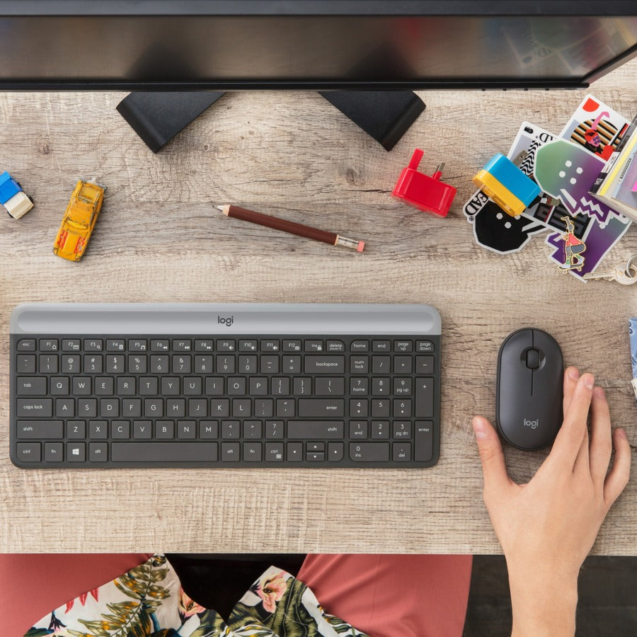 Logitech MK470 Slim Wireless Keyboard and Mouse Combo - Modern Compact Layout, Ultra Quiet - Graphite - 920-009437