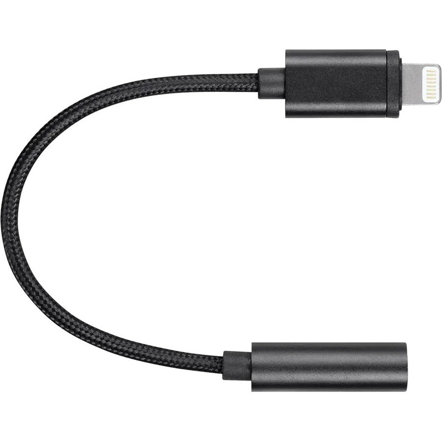 Monoprice MFi Certified Lightning to 3.5mm Audio Adapter, Nylon Braid, Black - 36444